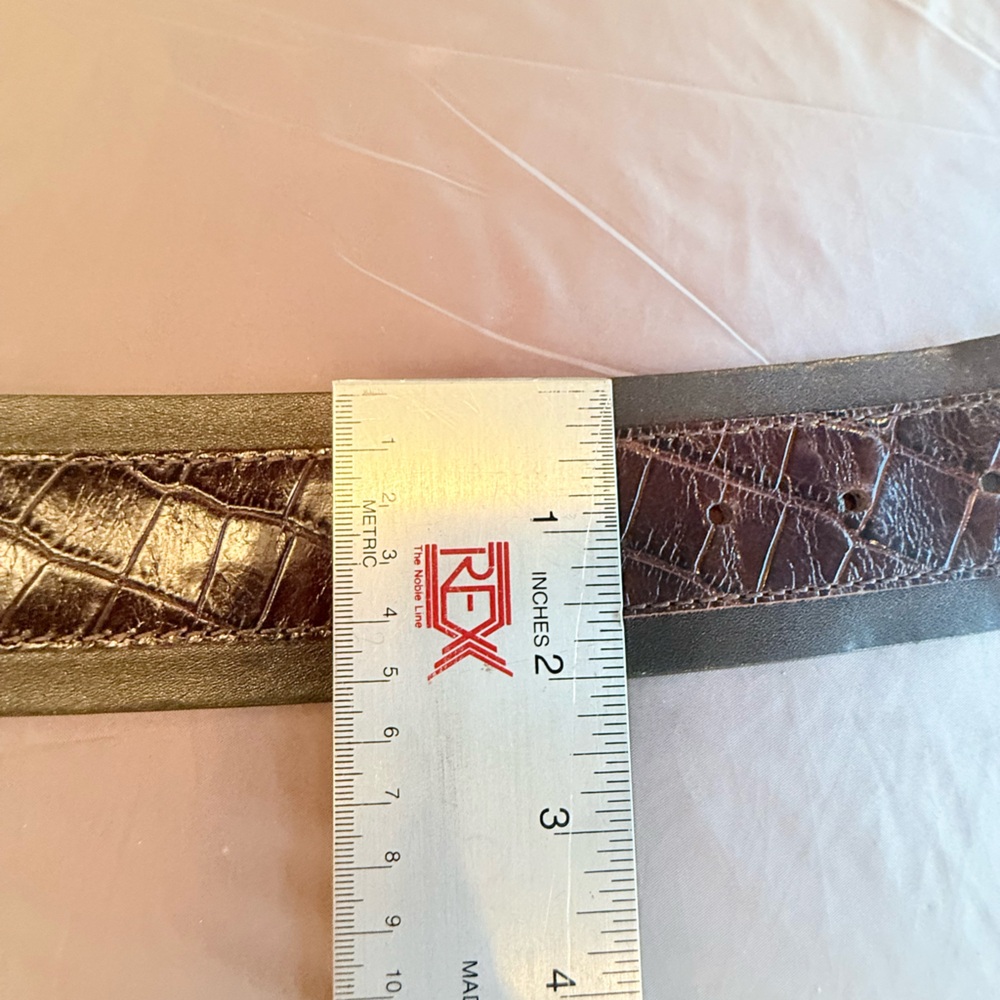 Carlisle Brown Croc/Leather Belt with Alligator Buckle Size Medium MSRP $348 - Picture 7 of 10